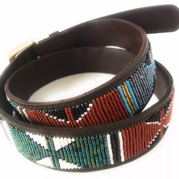 Hand beaded Leather Masai Belt.